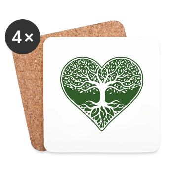 Arbre de cœur Arbre de vie amour nature vie romantique - Dessous de verre (lot de 4) - blanc - Devant