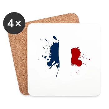 Conception de la tache du drapeau de la France - Dessous de verre (lot de 4) - blanc - Devant