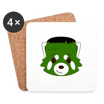 Red panda disguised as a green monster for Halloween - Coasters (set of 4) - white - Front
