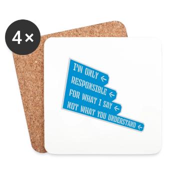 what I say quote - Coasters (set of 4) - white - Front