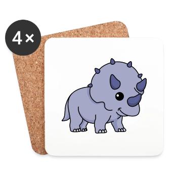 Bande dessinée Dinosaur triceratops - Dessous de verre (lot de 4) - blanc - Devant