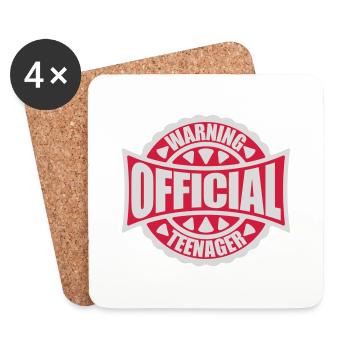 warning official teenage quote - Coasters (set of 4) - white - Front