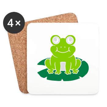 Cute frog sits water lily - Coasters (set of 4) - white - Front