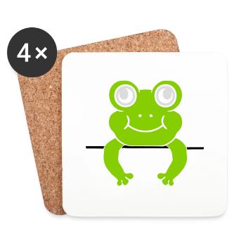 Frog Wall Shield Bande dessinée - Dessous de verre (lot de 4) - blanc - Devant