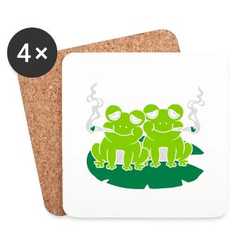 Joint rauchen 2 Frösche - Untersetzer (4er-Set) - Weiß - Vorne