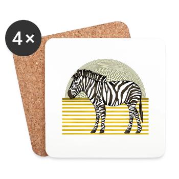 Zèbre - Dessous de verre (lot de 4) - blanc - Devant