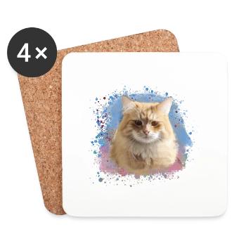 Siberian cat, graffiti, painting, cat - Coasters (set of 4) - white - Front