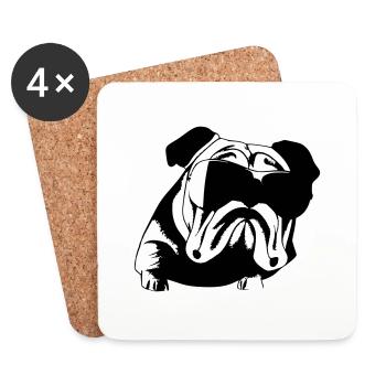 Chiens bouledogues avec lunettes de soleil vecteur cool - Dessous de verre (lot de 4) - blanc - Devant
