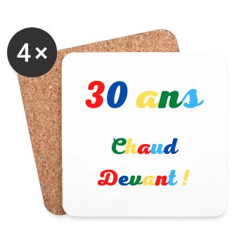 30 ans chaud devant - Dessous de verre (lot de 4) - blanc - Devant