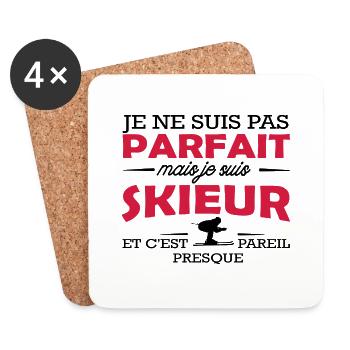 pas parfait mais je suis skieur - Dessous de verre (lot de 4) - blanc - Devant
