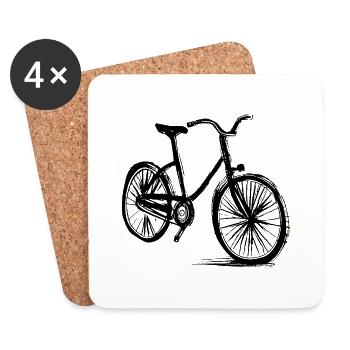 Fahrrad Gekritzel Fahrräder Radfahren Silhouette 5 - Untersetzer (4er-Set) - Weiß - Vorne