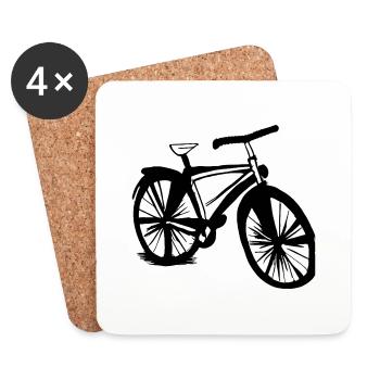 Bicycle Doodle Bicycles Cycling Vector 6 - Dessous de verre (lot de 4) - blanc - Devant