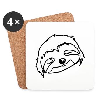 Visage paresseux endormi - Dessous de verre (lot de 4) - blanc - Devant
