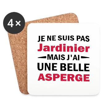 j ai une belle asperge / humour homme - Dessous de verre (lot de 4) - blanc - Devant