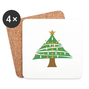 Weihnachtsbaum - Untersetzer (4er-Set) - Weiß - Vorne