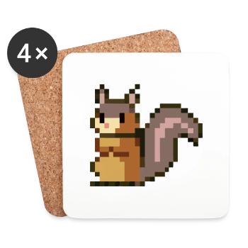 Squirrel Pixel Art Idée cadeau - Dessous de verre (lot de 4) - blanc - Devant