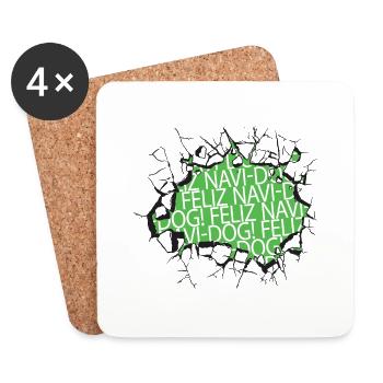 Gang de barbe de Noël 4 juillet Chiens maladroits - Dessous de verre (lot de 4) - blanc - Devant