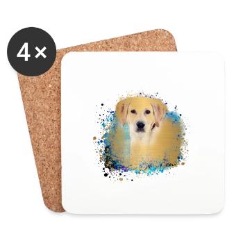Labrador,Dog,Painting,Golden Retriever,Gold - Coasters (set of 4) - white - Front