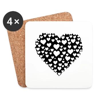 Heart Symbol Love Cute Hearts Pink Drawing Vector - Coasters (set of 4) - white - Front