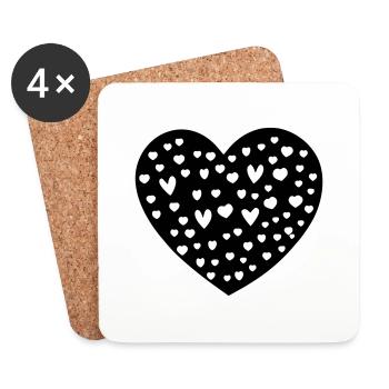 Heart Symbol Love Cute Hearts Pink Drawing Vector - Coasters (set of 4) - white - Front