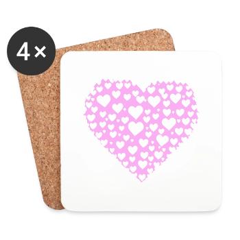 Heart Symbol Love Sweet Hearts Pink Drawing 13 - Coasters (set of 4) - white - Front