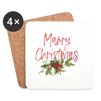Marry Christmas - Coasters (set of 4) - white - Front