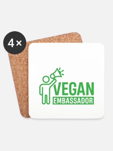 Vegan Embassador - Untersetzer (4er-Set) - Weiß