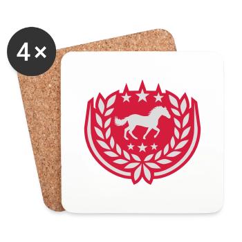 Coat of arms Horse laurel wreath stars - Coasters (set of 4) - white - Front