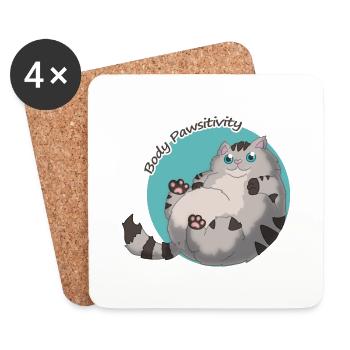 Body Pawsitivity Cat blue - Untersetzer (4er-Set) - Weiß - Vorne