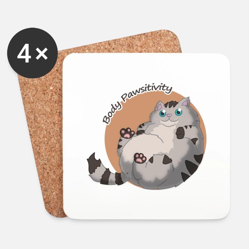 Body Pawsitivity Cat orange - Untersetzer (4er-Set) - Weiß