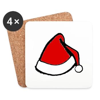 Christmas Hat Santa Claus Christmas Vector - Coasters (set of 4) - white - Front