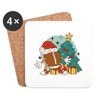 Équipe de football américain de Noël X-Mas - Dessous de verre (lot de 4) - blanc - Devant