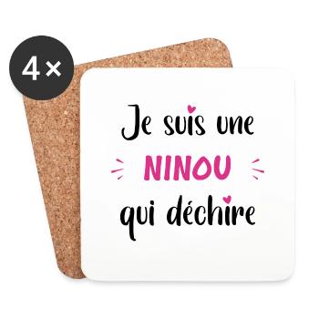 Je suis une ninou qui déchire - Dessous de verre (lot de 4) - blanc - Devant