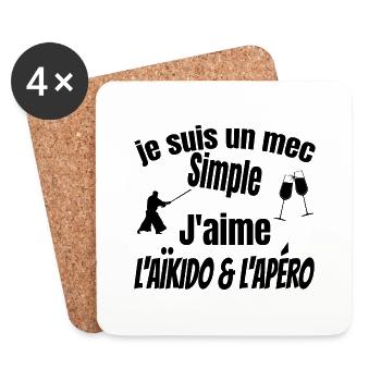 aïkido et apéro - Dessous de verre (lot de 4) - blanc - Devant