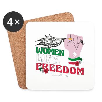 Cute Iranian Women - Women Life Freedom - Coasters (set of 4) - white - Front