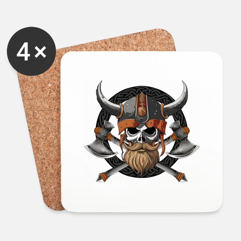 Norsemen viking warrior skull - Untersetzer (4er-Set) - Weiß