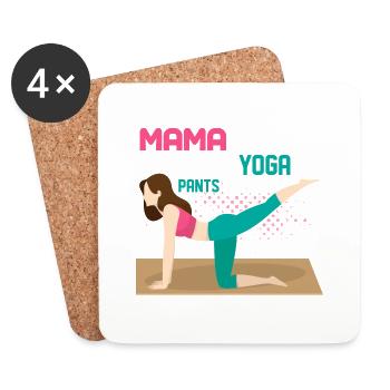 Mamastays In Her Yoga Pants All Day Woman Love Pos - Untersetzer (4er-Set) - Weiß - Vorne