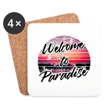 Bienvenue au Paradise purple vintage sunset - Dessous de verre (lot de 4) - blanc - Devant