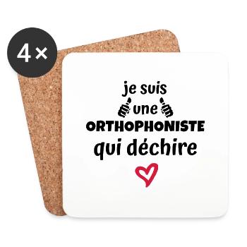 orthophoniste qui déchire / cadeau orthophoniste - Dessous de verre (lot de 4) - blanc - Devant