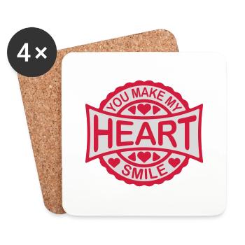 Faire sourire mon cœur - Dessous de verre (lot de 4) - blanc - Devant
