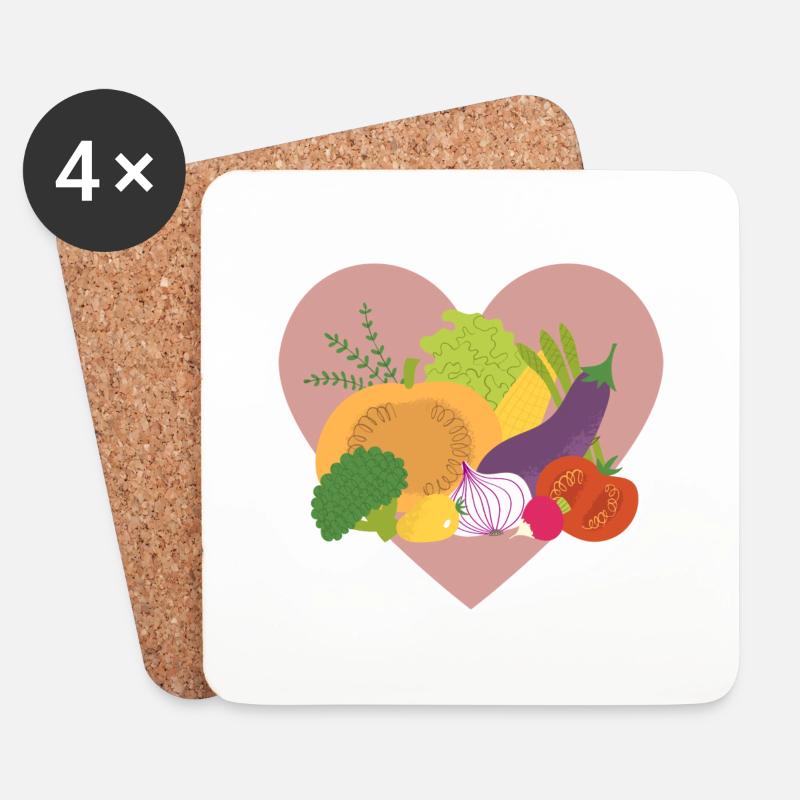 Gemüse Veggie Bio Vegan Vegetarisch Geschenkidee - Untersetzer (4er-Set) - Weiß