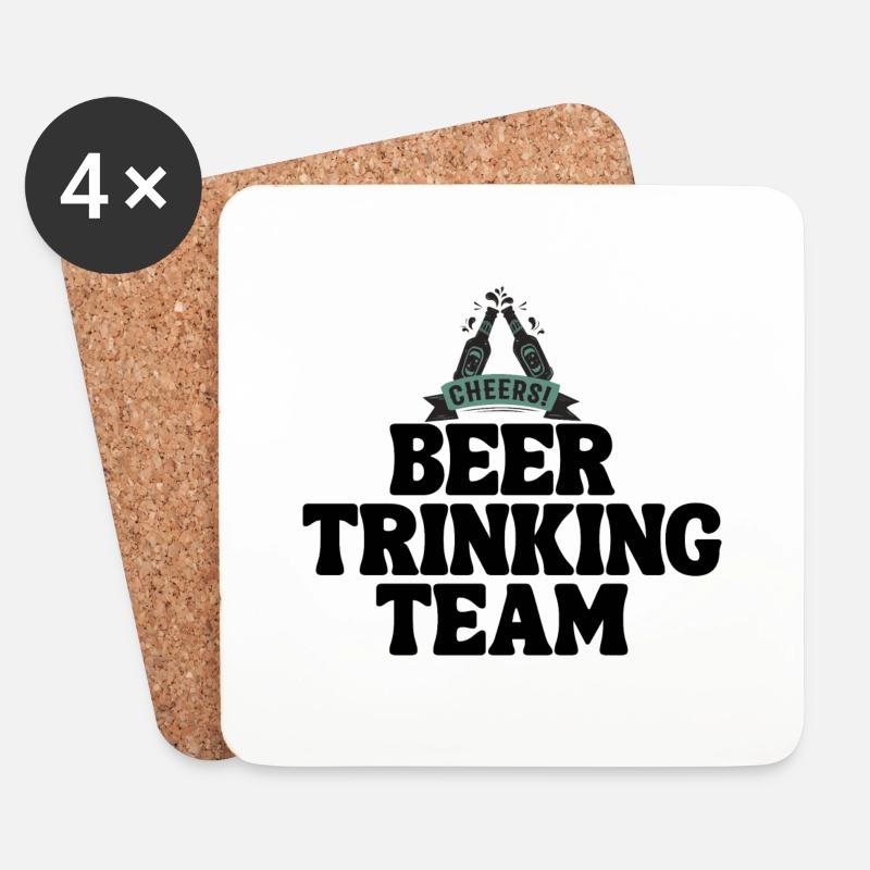 Beer Trinking Team - Untersetzer (4er-Set) - Weiß