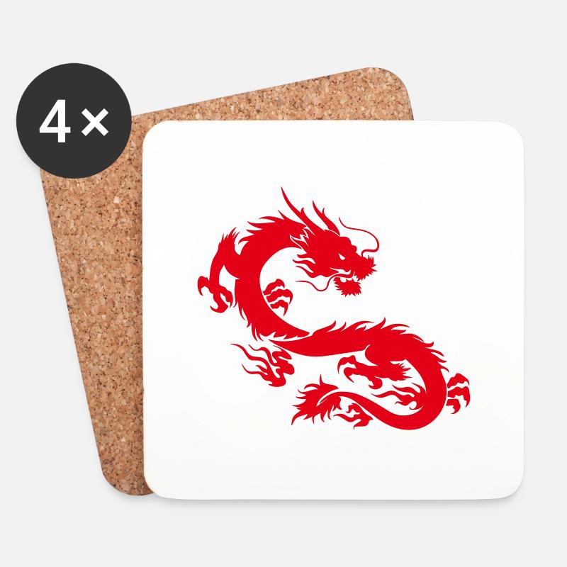 Japanischer Drache - Untersetzer (4er-Set) - Weiß