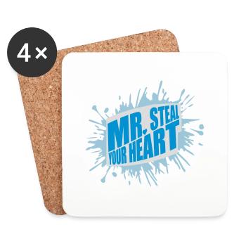 Monsieur vole votre cœur - Dessous de verre (lot de 4) - blanc - Devant