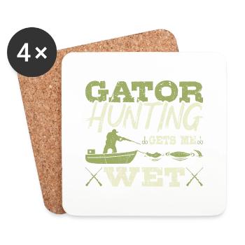 Gator Hunting Gets Me Wet, Funny Vintage Alligator - Untersetzer (4er-Set) - Weiß - Vorne