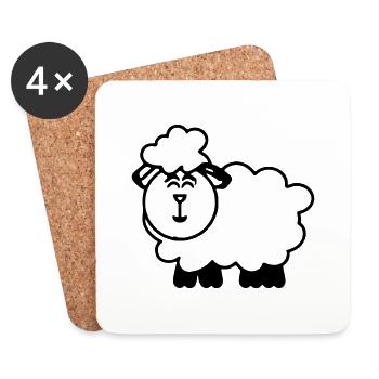 Lustiges Schaf Cartoon Geschenkidee Vektor - Untersetzer (4er-Set) - Weiß - Vorne