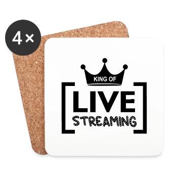 KING OF LIVE STREAM Streamer - Untersetzer (4er-Set) - Weiß - Vorne