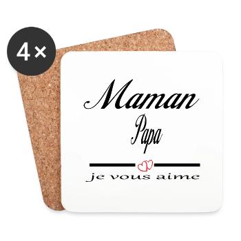 Maman Papa Je Vous Aime - Dessous de verre (lot de 4) - blanc - Devant