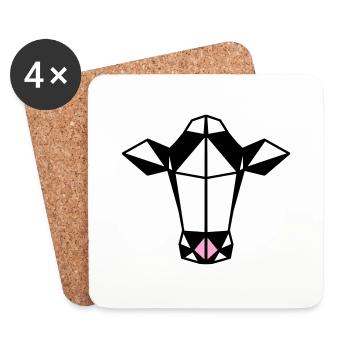 Low Poly Cow - Coasters (set of 4) - white - Front