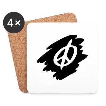 Peace Sign Drawing Peace Sketch black - Coasters (set of 4) - white - Front